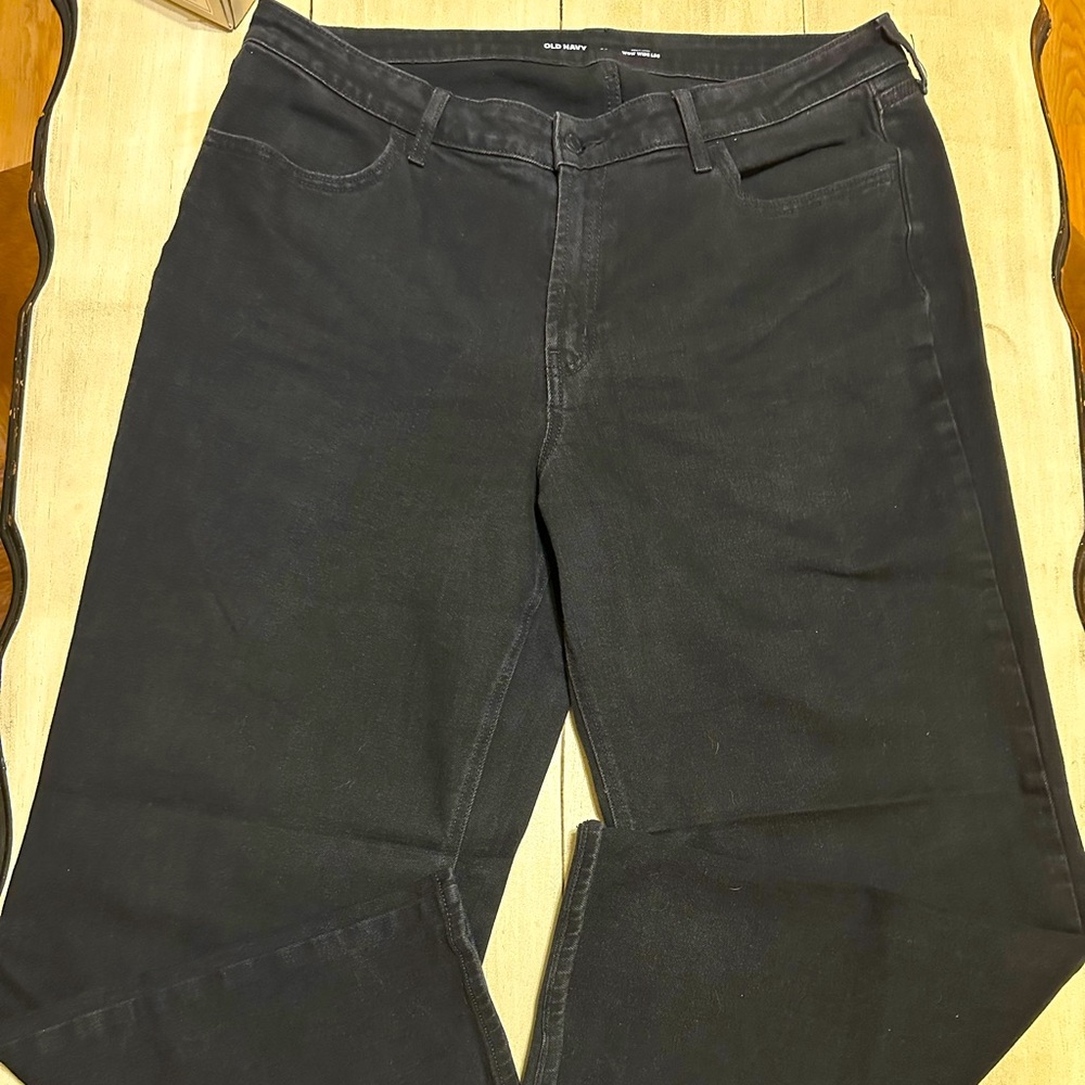 Old Navy Wow Wide Leg Jeans, Black, size 16 Regular